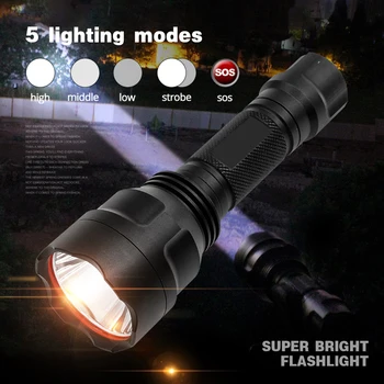 Super svetla LED Svetilka 5 razsvetljavo načini Led Svetilko za Noč Kampiranje, Jahanje, Pohodništvo, Lov & Indoor Dejavnosti Uporabo 18650
