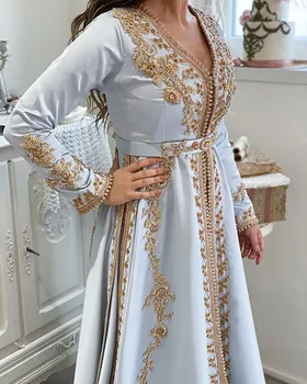 Maroški Caftan Večerne Obleke Kroglice Ročno Delo Muslimanskih Večerno Obleko arabski Abaya Formalno Obleko haljo de soiree