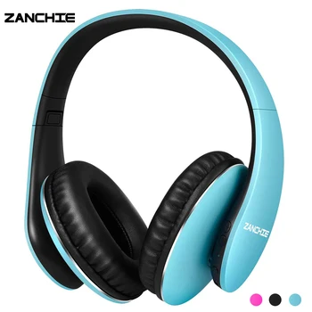Zanchie Brezžične Bluetooth Slušalke Stereo Hi-Fi Nad Uho Slušalke z Mikrofonom, Zložljive, 30H Dolžina, Telefona in PC