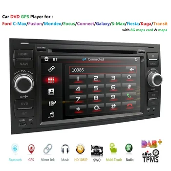 2 Din Avto Večpredstavnostna Auto Radio, GPS DVD Predvajalnik Navigacija Za Ford Transit Poudarek Galaxy, S-Max, C-Max Fusion Fiesta CSD BT
