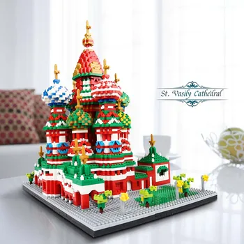 Lezi 8005 Svetu Arhitekture Saint Basil Cathedral Cerkev 3D DIY Mini Diamond Bloki, Opeke Stavbe Igrača za Otroke, št Polje