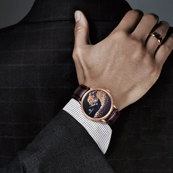 STARKING Nov Prihod Modni Moški Samodejni Watch Luksuzni Top model Leopard Izbiranje Ročne ure Moške Steel Business Watch Relogio