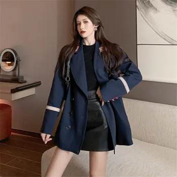2020 Pomlad Jesen Coats novi retro Hong Kong okus casual chic mala Obleka Jakna ženske Svoboden dolgo sleeved Blazerji M132