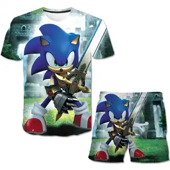 2020 Novi Sonic Hedgehog Otroci, Fantje, Dekleta Obleke poliester T-majice, Vrhovi + Hlače Hlače sonic Obleke Poletje vroče prodajo Oblačil