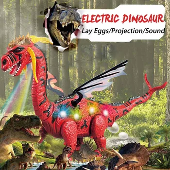 Rdeča/Zelena Električna Hoja Dinozaver Zmaj Igrača Valijo Jajca Projekcija Luči Bučanje Zvoke, Fant, Otroci Darila Božič Otroci Igrače