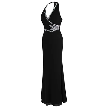 Angel-modnih Povodcem Beading Črne Večerne Obleke Dolgo, Formalno Stranko Obleke 474 484