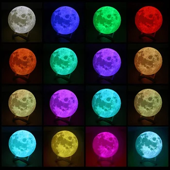 25pcs 3D tiskanje 16 barv luna lučka vezje, stenj dotik, stikalom in daljinsko stikalo , slamnik, luna vir svetlobe