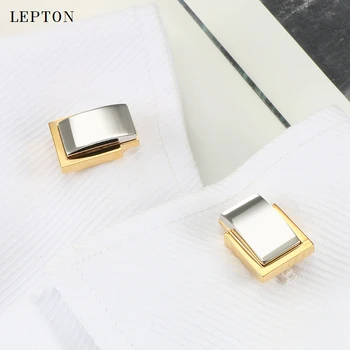 Lepton Klasičnih Kvadratnih zapestne gumbe Za Mens Visoko Kakovostne Kovine Preprost poslovni slog manšetni Moških srajc Lisice Cufflink gemelos