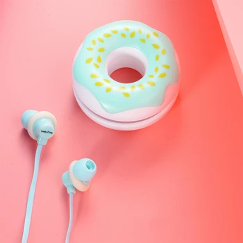 Srčkan Krofe Macarons Slušalke 3.5 mm v uho Stereo Žične Čepkov z mikrofonom Slušalke Primeru za Otroke ios Telefon Redmi Dekleta MP3 Darila
