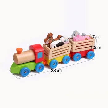 Otroci leseni Vlak Igrače za otroke živalskega kombinacija razvoj intelektualne razsvetljenje igre
