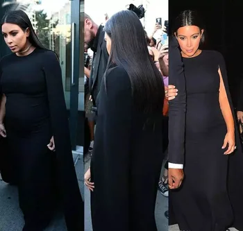 2020 Kim Kardashian Črno Večerno Obleko Porodniškega za Nosečnice, Dolge Počitnice Obrabe, Formalno Stranko Obleke po Meri Narejene Plus Velikost
