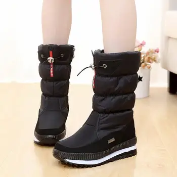 Nove ženske čevlje platformo, zimski čevlji, debele plišastih non-slip nepremočljiv sneg škornji za ženske Kampiranje Pohodništvo, Smučarski Boot Potovanja Čevelj