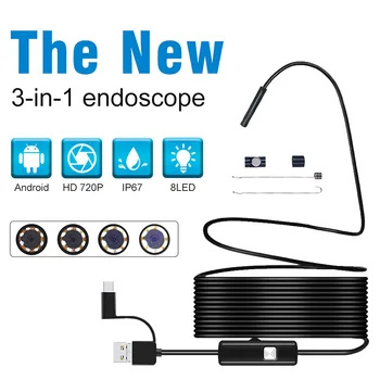 5.5 mm Objektiv Nepremočljiva Android Endoskop Fotoaparat 1m 2m 3,5 m 5m, Mehka, Prožna Žica USB-Endoskop Nadzor Endoskop Fotoaparat
