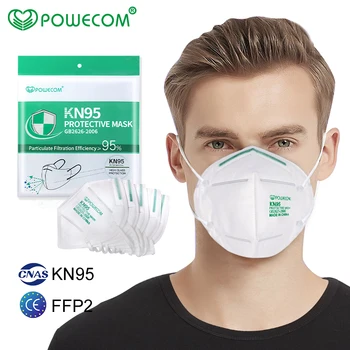 Powecom KN95 Maske FFP2 Večkratno uporabo Usta Maska za Dihanje Zaščitne Maske 5 Plasti 95% Filtracijo Respirator Masko za Prah