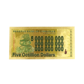 5 Octillion 24k pozlačeni Zlato Bankovcev Zbirateljske 999.9 Zlato Folijo Umetnostne Obrti Vredno Zbirko 10pcs