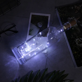 LED Steklenico Vina Luči 2M 20LEDs Plute Oblike, Srebrne Žice Pisane Mini Niz Luči za uporabo v Zaprtih prostorih na Prostem, Poroke, novoletne Lučke