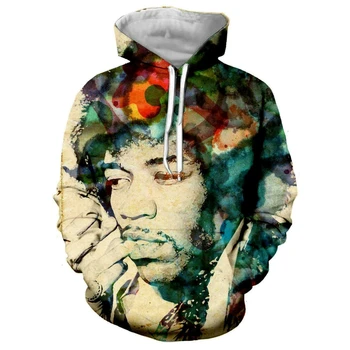 Jimi Hendrix 3D Tiskanja Moški Ženski pulover s kapuco Jopica Majica Jakno Puloverju Vrhovi