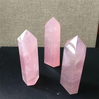 1pcs Naravnih Rock Rose Quartz Crystal Točke Zdravilni Kamen Obelisk Palico Roza