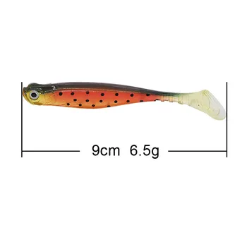 SMART Soft Ribolov Vabe 5pcs/veliko 90 mm 6.5 g 3D Oči Fishing Lure Silikonski Isca Umetno Par Pesca Leurre Peche Ribištvu Tackle