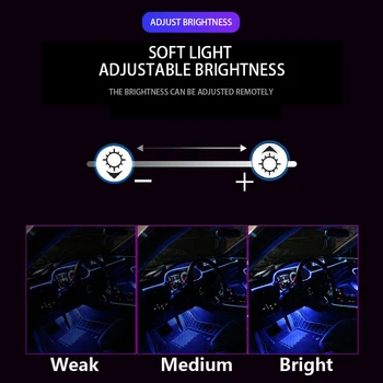 RGB LED Trakovi Okoljske Svetlobe APP Zvok Glasbe Nadzor za Avto Notranje Vzdušje Svetlobe Avto Ozadja DIY 2/4/6M svjetlovodni Band