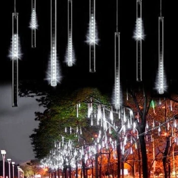 Na prostem 20 cm 30 cm 50 cm Nepremočljiva Meteor Tuš Dež 8 Cev LED Niz Luči Za Počitnice Božično Drevo Okraski EU/ZDA Plug