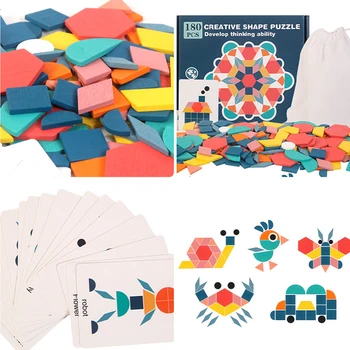 Dropshipping 180Pcs/Set Novih Otroci DIY Lesena 3D Sestavljanke, ki Pameten Odbor Baby Montessori Izobraževalne Učenje Igrače Za Otroka