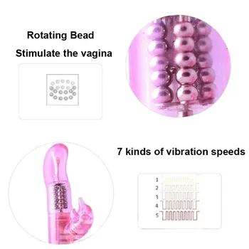 7 Hitrosti Dvojno vibracije & Vrtenja AV Čarobno palico Rabbit Vibrator sex igrače za žensko Klitoris stimulator Vibromasseur femme Sexe