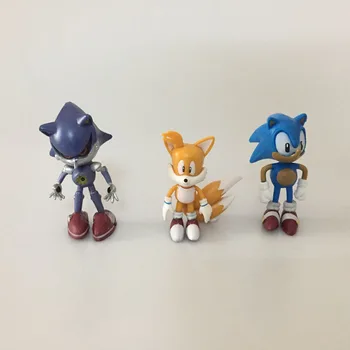 6Pcs/Set/7cm Sonic Dejanje Slika Lutka Anime PVC Sonic Shadow Repi Znakov Igrače Najljubši Otrok Model Za Božično Darilo