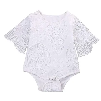 Baby girl obleke poletje igralne obleke ruffles Rokavi za Malčke oblačila Bele Čipke Lep Sunsuit Obleke Cvetlični Malčka 1-3Y bombaž obrabe