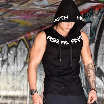 HETUAF 2019 Mens Bombaž Hoodie fitnes oblačila bodybuilding tank zgornji del moški Trend Tees Priložnostne Srajco telovnik