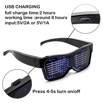 LED Očala Bluetooth APP Povezan LED Zaslon Smart Glasses USB Polnilne DIY Funky Očala za Stranke Klub DJ Halloween