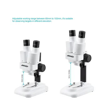 AOMEKIE 20X Stereo Mikroskop z Držalom za Telefon za PCB, na primer s spajkanjem Ali Insektov Opazovanje Mobilne Orodje za Popravilo LED Luči, HD Vizija