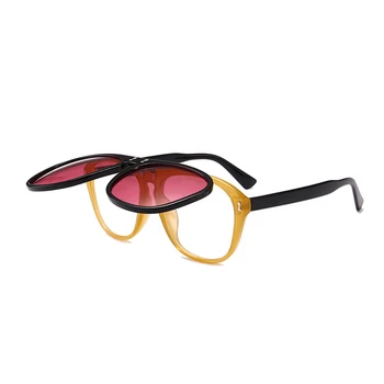 OEC CPO Prevelik Kvadratnih sončna Očala Ženske Osebnosti Flip Up Siva sončna Očala Moški Dvojni Unisex Očala Očala UV400 O215