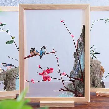Kitajski Vezenje Komplet z Lesenimi Feame Handwork Needlework Navzkrižno Šiv Vezenje Nastavite Cvetlični Vzorci Swing Obrti Doma Dekor