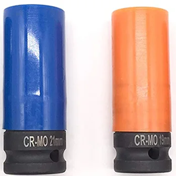 1/2-Palčni Pogon Vpliv Globoko Socket Set z Barvo, Plastična Zaščitna Rokavi,CR-MO Materiala Meritev 4-Delni