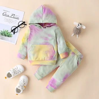 Humor Nosi Dekle Oblačila Sklop 2021 Moda Tie dye Dolg Rokav Otroci Trenirko Baby Hoodie Dojenčka Kostum