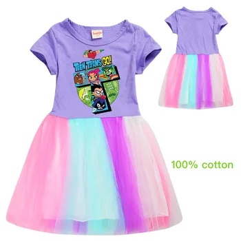 Poletje Dekleta Princesa Obleko Otroci Teen Titans Pojdi Kratke Obleke Otrok Risanka Vestidos Dekleta Obleke Malčka Obleko Za Dojencek Dekliška