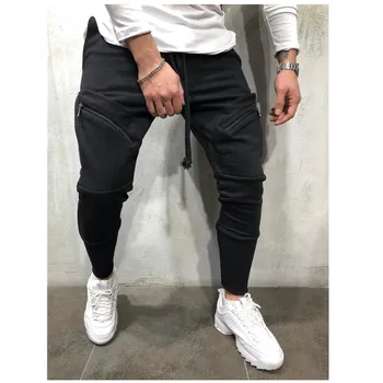 2019 ROUYHUAL Nove multi-žep majhna stopala moške privezan priložnostne športne hlače nositi sweatpants