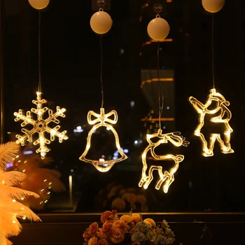 Vila Garland Niz LED Luči Elk Snežinka Santa Claus Zvonovi Neprepustna Za Božično Drevo Poroka Doma Notranjo Dekoracijo
