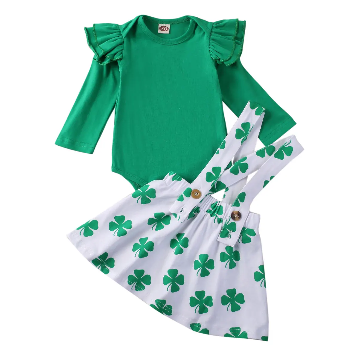 0-18 M Baby Toddler Dekle Saint Patrick Dan Obleko Obleke, Kompleti Dolg Rokav Romper Clover Trak Obleko