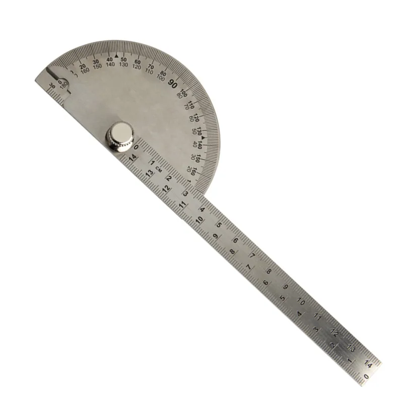 0-180 stopinj Vladar Krog Glave Rotacijski merilnikom. 145mm Nastavljivo Univerzalno iz Nerjavečega Jekla Instrument Srebrna