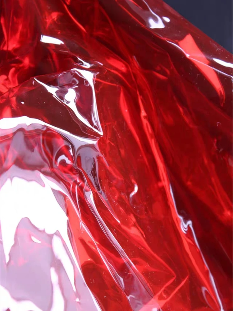 0,2 mm TPU Tkanine, Transparentno Rdeča PVC Tekoče Film DIY Nepremočljiva Oblačila Plašč Kristalno Vrečke Plastični Dekor Oblikovalec Tkanine