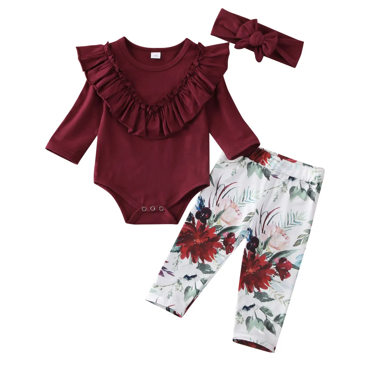0-24M Cvet Novorojenega Dojenčka Baby Dekleta Oblačila Sklop Malčka Ruffles igralne obleke + Cvetlični Hlače, Obleke Jesen Pomlad Kostumi