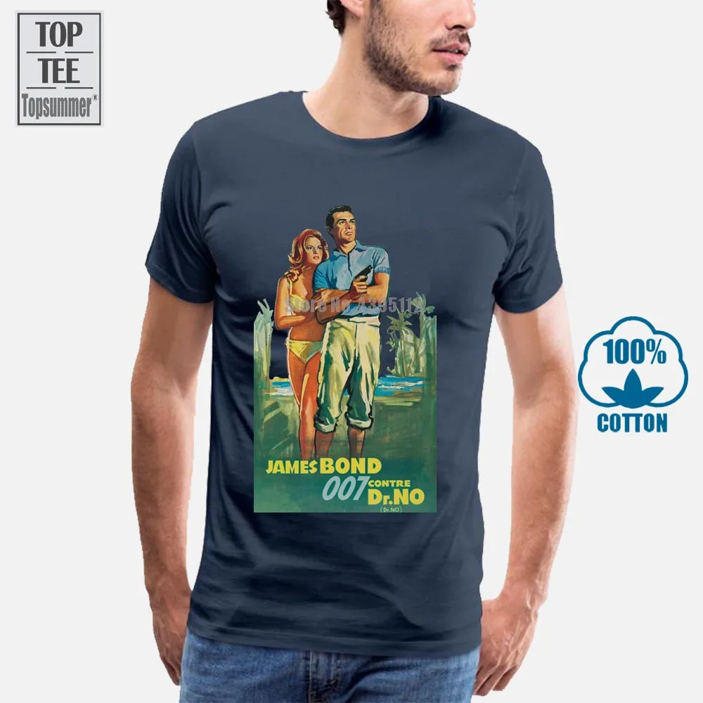 007 James Bond T Shirt Za Moške T-Shirt Za Dekleta Velike Velikosti Poletje moška T-Shirt Kul Majice Letnik Majica Črna Tshirt A0008