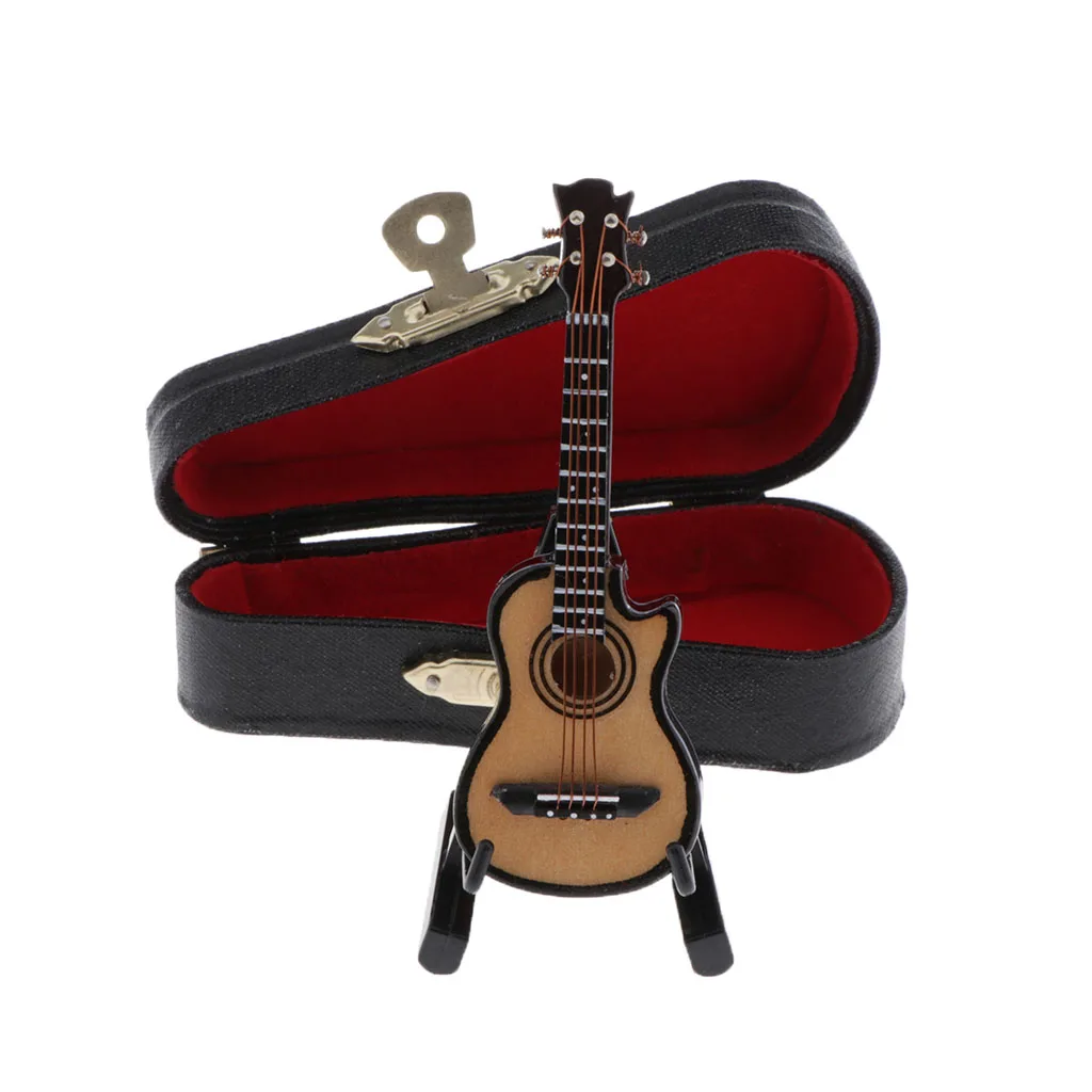 1/12 Obsega Mini Glasbeni Instrument, Lesene Kitaro Model s Stojalom za Doll House Glasba Soba ali Pravljice Vrtni Okras