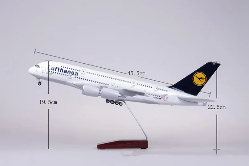 1/160 50 CM Letalo Airbus 380 A380 Letalskega prevoznika Lufthansa Model Svetlobe Kolo Diecast Ravnini Zbirka Letalo Darilo Otroci Igrače Kažejo