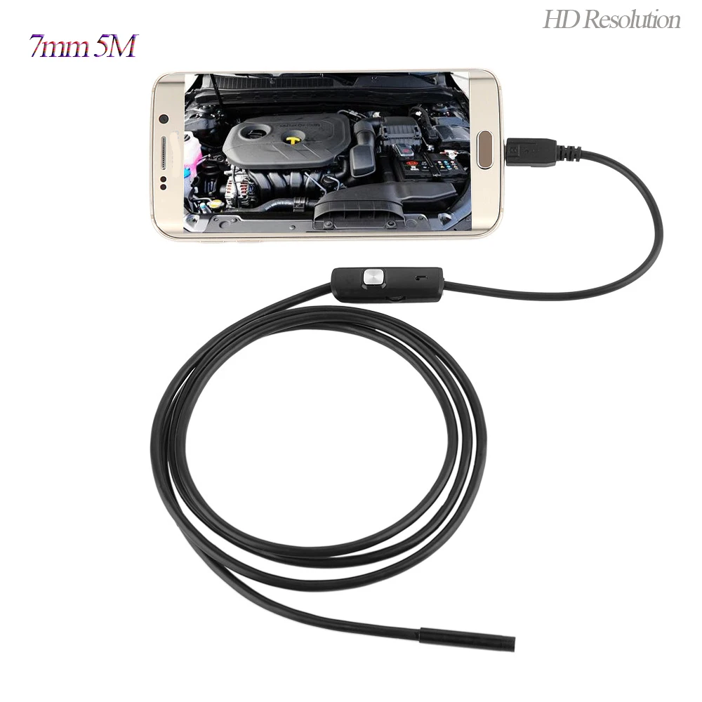 1/2/3/5M 7mm Objektiv USB-Endoskop Fotoaparat Nepremočljiva Žice Kača Cev Pregleda Borescope Za OTG Združljive Telefone Android