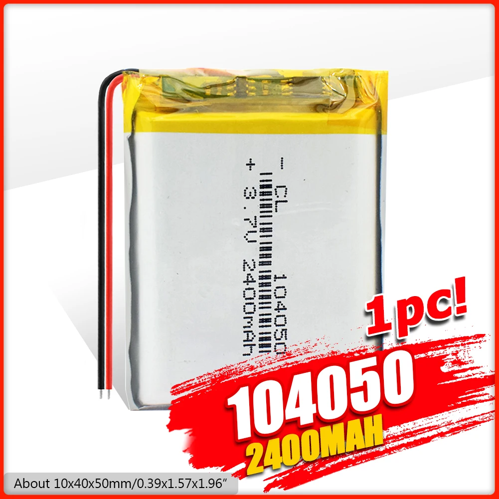1/2/4 Kosov 3,7 V Volt Polnilna Baterija 2400mah 104050 Li-ion Polymer Li Po Baterij, Solarne Svetilke Moč Banke, Radio, GPS