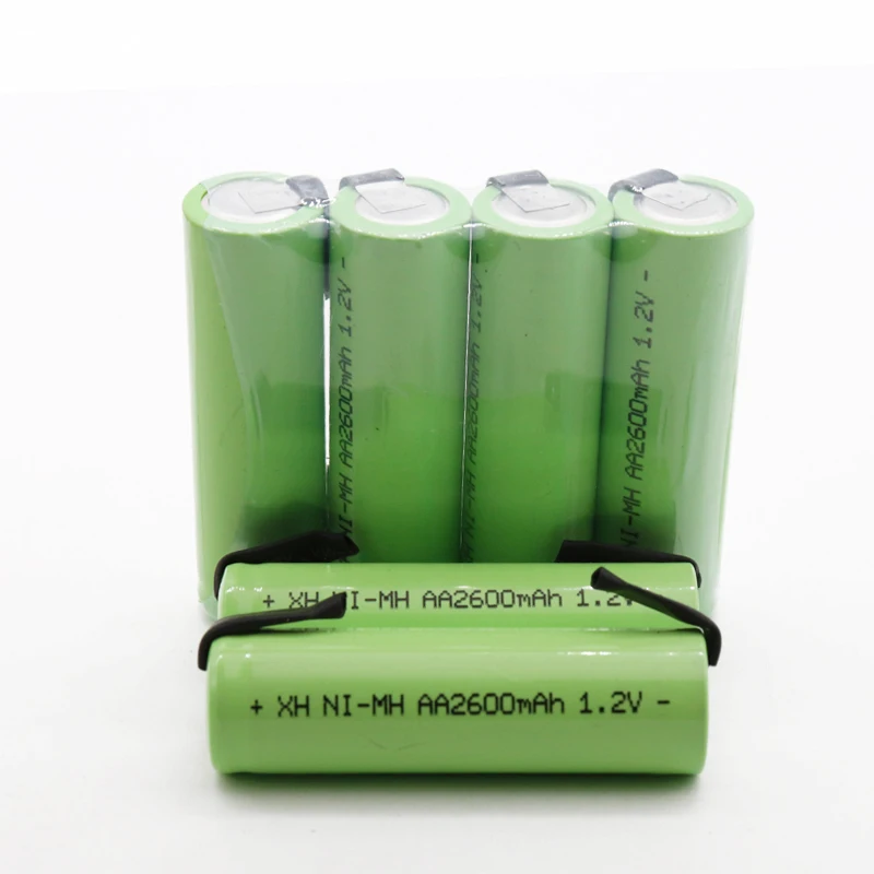 1,2 V AA baterija za ponovno polnjenje 2600mah 2A ni-mh baterij nimh celice pack Zeleni lupini z zavihki zatiči za Philips električni brivnik toothbrus