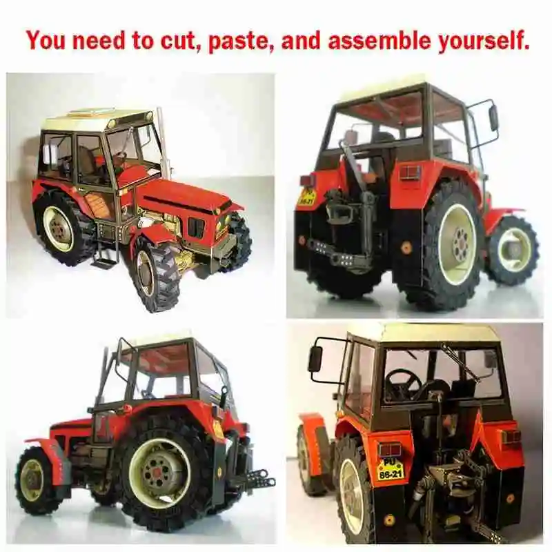 1/32 DIY Rezanje Papirja Traktor Model Igrača DIY Ročno Traktor Izobraževalne Mini Igrače Papercraft 3D Papir Model Otroke U0V1